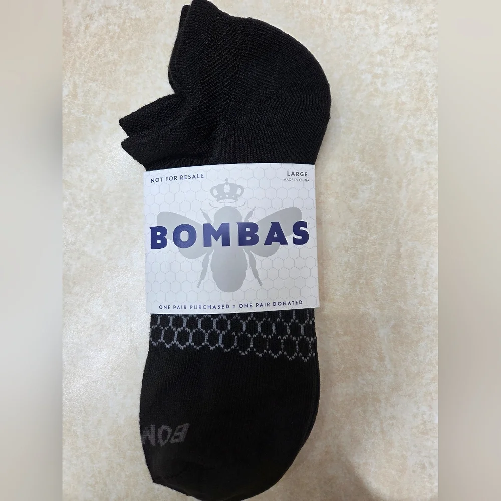 Bombas Ankle Socks Large 3 Pair Unisex Womens & Mens Honeycomb Black/Grey BNWT - Picture 3 of 12